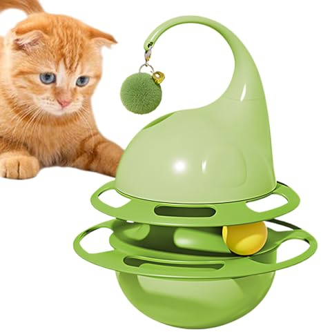 Treat Dispensing Cat Toy – 17,8x13,8x13,8cm Bollbana, ABS PP Interaktiv Matare, Läckande Snacksautomat Med Klocka förTuggbehov Och Födosöksvanor | Leksak förInomhusträning förInomhuskatter