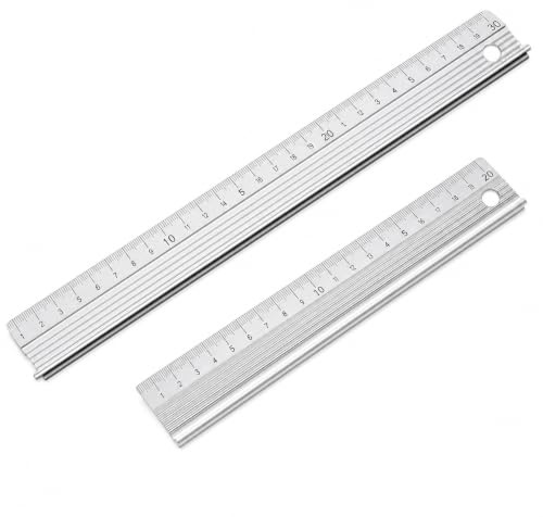 30CM White Aluminium Cutting Ruler, Aluminium Cutting Rulers with Raised Grip, Metal Safety Ruler,Multifunctional Precision Metal Safety Rulers for Craft, DIY, School, Precision Length Measurement