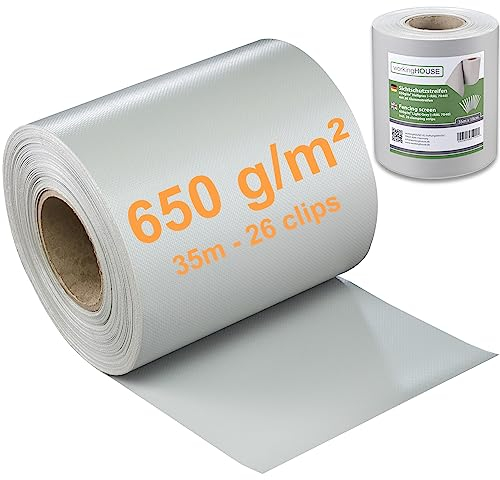 Workinghouse Telo Frangivista in PVC per Rete a Doppia Sbarra - 650g/m² 35m x 19cm - Schermo per la privacy della recinzione, Foglio di recinzione, Recinzione da giardino