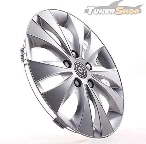 Tunershop 4 Radkappen Radzierblenden 13 Zoll Storm Silber 4-2432167 kompatibel mit BMW Daihatsu KIA Mazda Opel Skoda Volvo