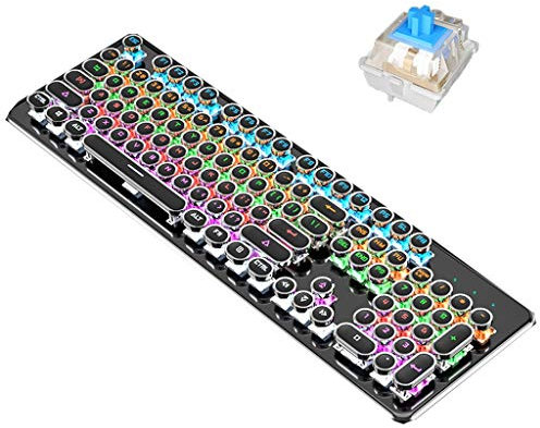ARCH Retro Gaming Fissato La Tastiera Gaming, Pannello Interamente in Metallo con Il Gioco Meccanico USB Tastiera Gaming Tastiera di Computer Via Cavo for PC/Mac/Desktop Gamer