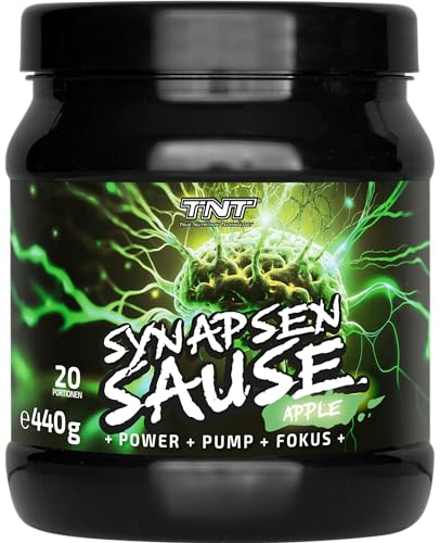 TNT Synapsensause Apfel (440g) • Pre-Workout Booster • Fitness & Bodybuilding Booster • Trainingsbooster mit L-Citrulline, Koffein & Guarana • Hochwertig, Laborgetestet, Made in Germany