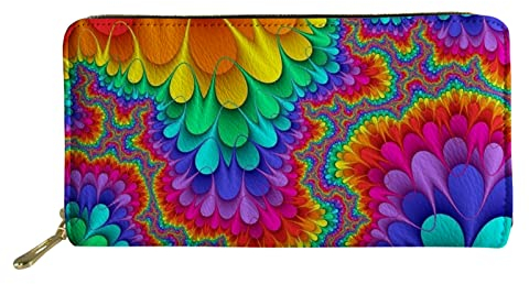 Biyejit Damen-Geldbörse, lang, Leder, Blumenmuster, Handy-Kartenhalter, Clutch, Kapazität, Batik, Einheitsgröße,