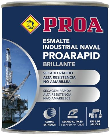 PROA ESMALTE NAVAL E INDUSTRIAL PROARAPID. Blanco. 750 ML. BRILLANTE. Esmalte de secado rápido y gran dureza