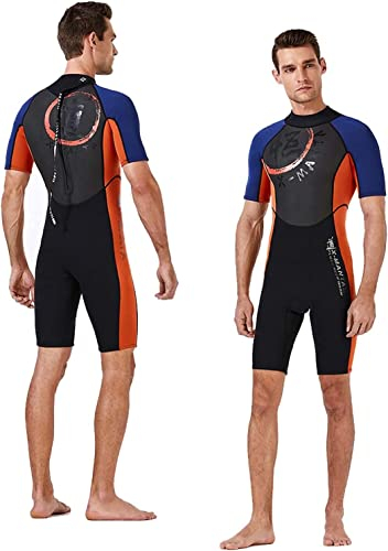 Samnuerly Herren Neoprenanzug Shorty, Chinesischer Stil 1,5 mm Neopren Herren Einteiliger Tauchanzug Ultra Stretch UV-Schutz Siamesische Neoprenanzüge,Schwarz,M (Blau Blau XXL)