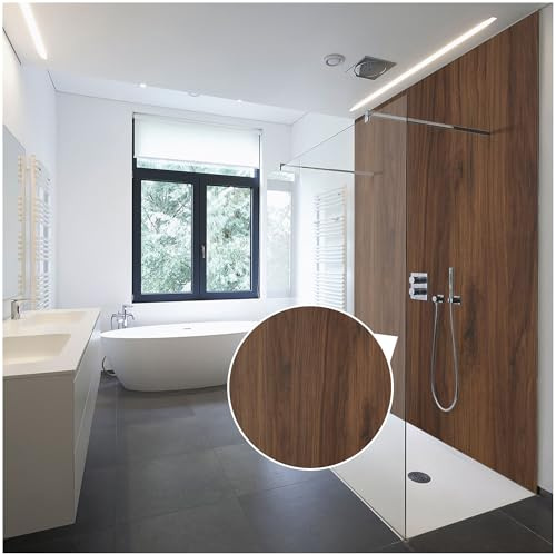 WALLando Pannello posteriore doccia di alta qualità, facile da montare, pannello in plastica PVC (rovere nero rustico)