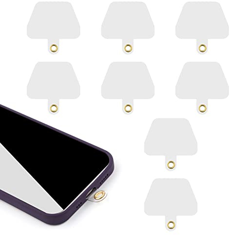 SAVITA 8pcs Phone Tether Tab, Phone Strap Tether Tab Clear Heavy Duty Multifunctional Cell Phone Lanyard Patch Pad Transparent for iPhone Most Smartphones, Without Adhesive (Trapezoidal)