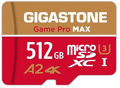 【Nur für Switch 1】 GIGASTONE 512GB Micro SD Karte, Game Pro MAX, bis zu 170/140 MB/s, MicroSDXC Speicherkarte für Nintendo-Switch 1, A2 V30 U3 UHS-I【5 Jahre kostenlose Datenrettung】