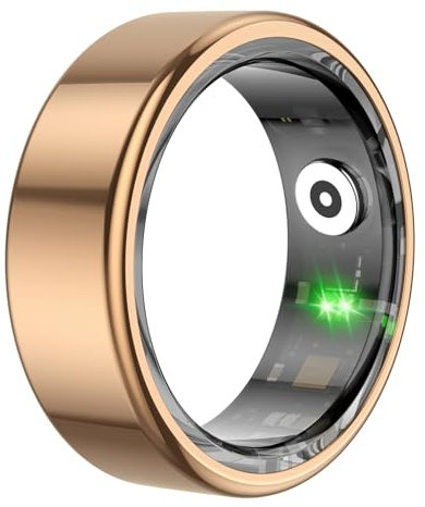 Smart Ring Health Tracker, Bluetooth Fitness Tracker Ring med Sömnmonitor, Stegräknare, Videorullning, Sidvändning, Kamerafjärrkontroll, IP68 Vattentät, för IOS och Android (Rose