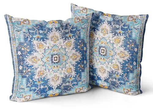 Snylcce Juego de 2 fundas de cojín cuadradas decorativas de estilo bohemio de 55 x 55 cm, fundas de almohada cuadradas decorativas para sofá o coche, para exteriores, hogar, cama, sala de estar