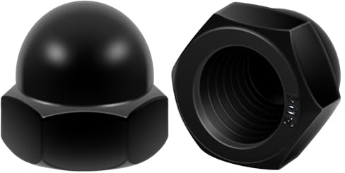 Mellewell M3 Hex Head Acorn Cap Nuts, 304 Stainless Steel 18-8 Black Coating Acorn Nuts, Hex Drive, Black Finish, 100 PCS
