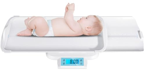 Pese Bebe Avec Plateau Amovible, Balance Bebe Pédiatrique avec la Mesure de la Hauteur, Pèse-Chat, Pèse-Animaux, 10 g - 120 kg