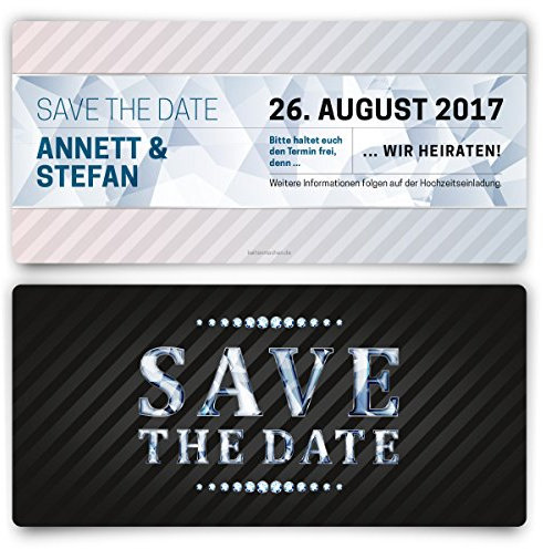 Save the Date Karten zur Hochzeit (30 Stück) - VIP Diamant Blau - Hochzeitskarten