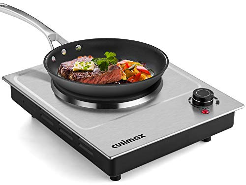 CUSIMAX Electric Hot Plates, 1500W Single Burner, Hot Plate for Cooking Electric Burner, Portable Countertop Burner, 7.4 Stainless Steel Embedde Burner, For Home/Office/RV/Camp, Easy to Clean