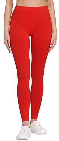 Bellivalini Leggins Mallas Deportivas Largas en Viscosa Mujer BLV50-147 (Rojo, L)