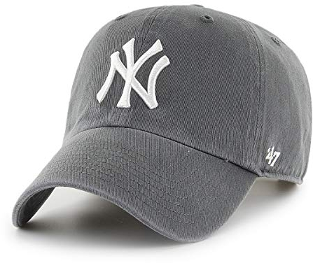 '47 MLB New York Yankees Clean Up Unisex-Baseballkappe, Verstellbar, Hochwertiges Design, White Logo, Charcoal Grey