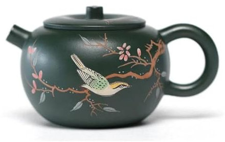 Teeservice Aus Metall 140 Ml Handgemachte Blume Und Vogel Teekanne Rohes Erz Grün Schlamm Wasserkocher Yixing Lila Ton Teekannen Chinesische Zisha Tee-Set Geschenke Teetassen-Set