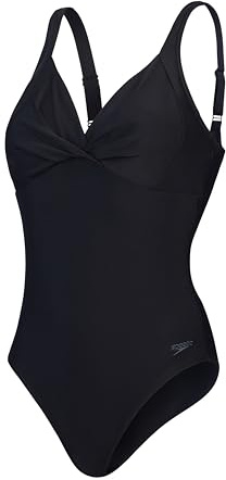 Speedo Women's Shaping Cross Knot One Piece Swimsuit | Shapewear | Beach and Holiday Swimwear Swimwear, Black, 14
