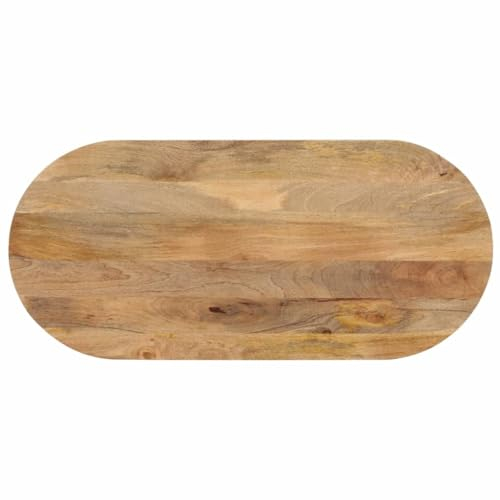 vidaXL Tischplatte, Holzplatte für Tisch Esstisch Couchtisch, Ersatztischplatte Massivholzplatte, 120x60x2,5cm Oval Massivholz Mango