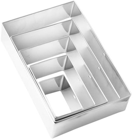 Ciieeo Emporte Piece Rectangle 5 Pièces Moule à Biscuits Moule Rectangulaire Anneau De Gâteau Outils à Biscuits Outils De Cuisson De La Pâte Moule à Gâteau Mousseux Coupe-pâte Acier Inoxydable Silver