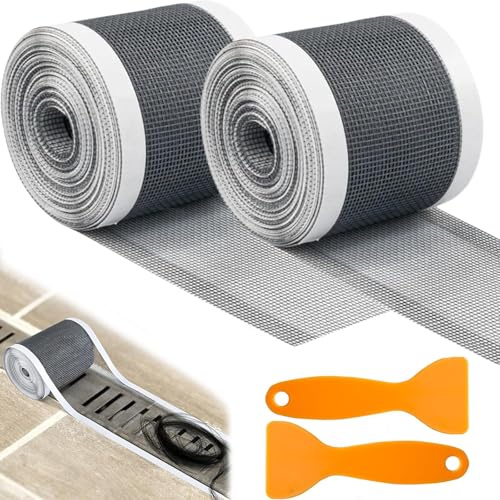 2 Stück Abflusssieb Haarsieb Dusche Selbstklebend, Abfluss Haarfänger Einweg 70mm x 10m, Schneidbarer Haarsieb mit 2 Schaufel, Fliegengitter Reparatur Klebeband für Reparatur Tür Fenster Loch