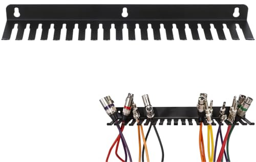 Homoyoyo Wall Mount Cable Organizer Rack with 19 Slots for Cable Management Electrical Wire Bracket Cord Storage Holder for Home Office Studio 15.75In