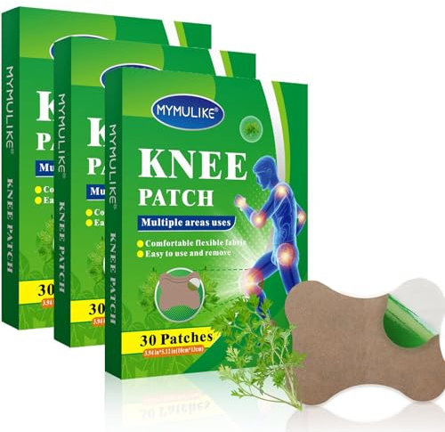 MYMULIKE Knee Pain Relief Patches, 90 Count Heat Patch for Neck and Shoulder, Natural Wormwood Herbal Relief Patches, Relieves Muscle Soreness for Lumbar Spine Knee Pain Patches