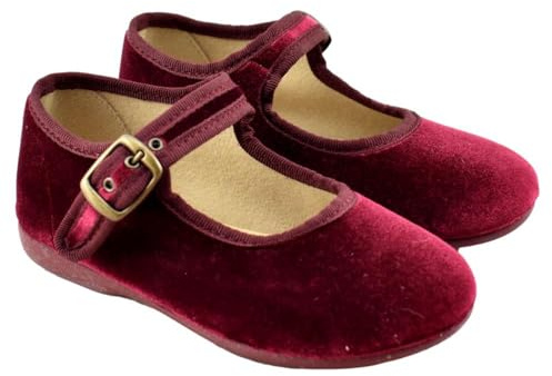 BATILAS - Zapato Tipo Mercedes de Terciopelo y Cierre de Hebilla 133977 Terciopelo NIÑOS Color: Burdeos Talla: 25