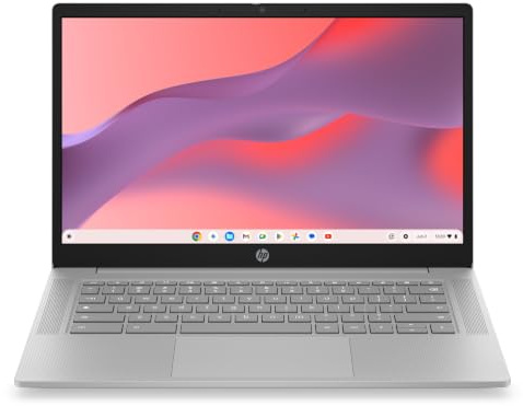 HP Chromebook 14, Laptop, MediaTek Kompanio 540, 4GB, 64GB, ChromeOS | FHD IPS Antiriflesso, ARM Mali-G57, ChromeOS, Per studenti, 14a-nm0002slx, QWERTY Italiano