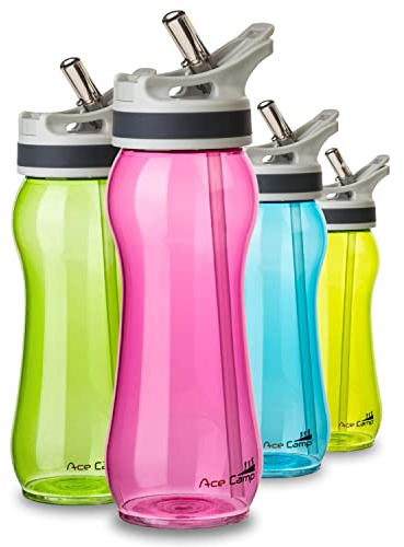 AceCamp, borraccia sportiva, in Tritan, privo di BPA, a tenuta stagna, con cannuccia, capacità di 350 ml, 600 ml o 800 ml, Pink 600ml, 600 ml