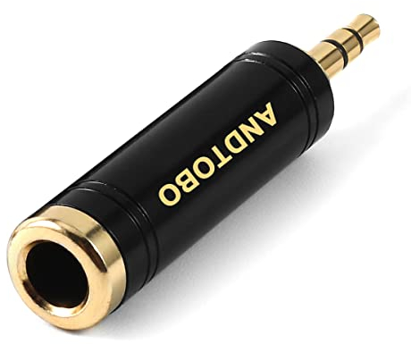 ANDTOBO Adattatore per Cuffie Stereo in Rame Puro da 6,35 mm a 3,5 mm, Adattatore Stereo da 3,5 mm Maschio a Jack da 6,35 mm Femmina per Cuffie, Adattatore per Amplificatore