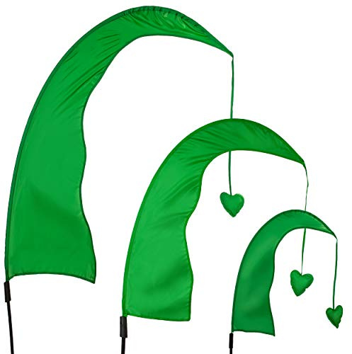 alles-meine.de GmbH 5 Stück Windfahnen/Balifahnen Farb & Größenwahl XXL - 2,2 Meter - grün - mit Stab/Fahnenstange - UV-beständig & wetterfest - Gartenfahnen - Windrich..
