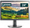 Lenovo ThinkVision LT2452pwC 24 Zoll Business Computer Monitor, Desktop Gaming Monitor, Full HD+ (VGA - DisplayPort - DVI - VESA), PC Bildschirm, Schwarz (Generalüberholt)