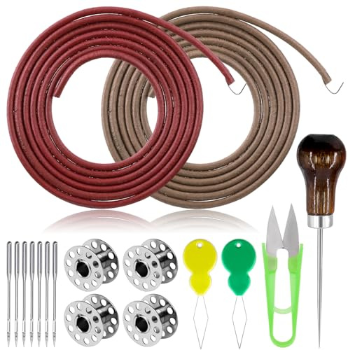 Swpeet 20Pcs Laufband Nähmaschine Gürtel Kuh Ledergürtel mit Haken, Multifunktions-Rindleder Gürtel Laufband Nähmaschine Gürtel Kompatibel mit Universal Pedal Nähmaschinen