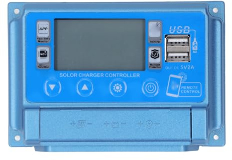 MPPT-Solarladeregler, 12 V, 24 V, 36 V, 48 V, 60 V, Solarpanel, Intelligenter Regler mit LCD-Display, Dual-USB-Anschluss, Automatische Timer-Einstellung, Bluetooth (30A)