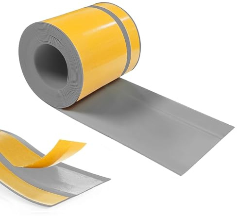 Hengrongshen Golvlist, självhäftande, PVC mjuk sockellist 50 mm x 20 mm x 12 m, flexibla lister, självhäftande, lämplig för kontor, arbetsrum, kök, badrum (grå)