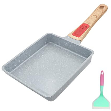 AIKENBBKK Padella per Omelette Giapponese in Ceramica, Padella per Tamagoyaki con Rivestimento Antiaderente in Ceramica e Manico Rimovibile, senza PTFE e PFOA, 19x16 cm, Blu