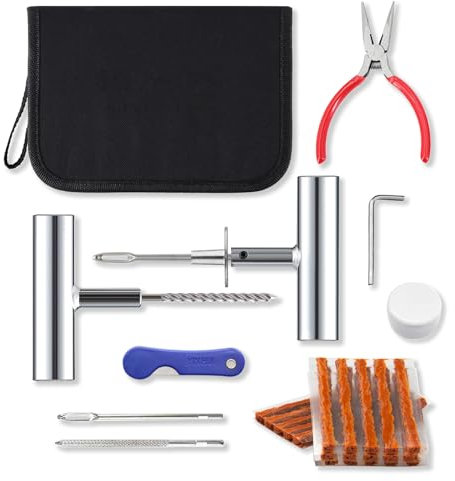 SUPERFA Car Tyre Plug Repair Kit, Heavy Duty Car Tyre Puncture Repair Kit with 20Pcs Repair Plugs, Tubeless Tyre Flat Repair for Car, Trucks, Motorbike