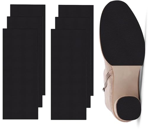 Confezione da 6 protezioni autoadesive per suole dei tacchi, 24,9 x 9,9 cm, in gomma antiscivolo, da donna, protezione esterna antiscivolo (nero, taglia unica)