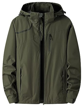 Regenjacke mit Kapuze für Herren – Outdoor-Jacken für Herren, wasserdicht, Softshell-Jacke, einfarbig, Windbreaker, regenfest, Kapuzenmantel, wasserdicht, taktische Jacke, Regenmantel, Jacke,