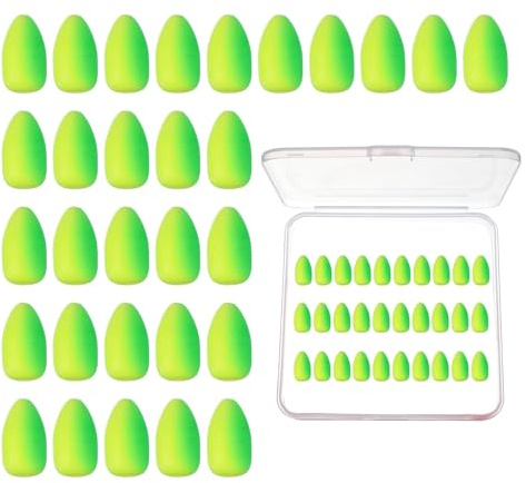 YELARXI Fishing Foam Floats, Snell Fishing Rig Floats Strike Indicators with Clear Tackle Box, 0.3 D x 0.5 H for Perch Carp Bass Fishing Corks Saltwater Freshwater (30 Pack, Green/Yellow)