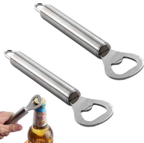 2 Stück Flaschenöffner Edelstahl,Flaschenöffner,Bottle Opener,Bieröffner,Kapselheber,Bierflaschenöffner, Kapselheber Mit Tragbare Lochdesign Großes Geschenke,Für Home Pub Outdoor Männer