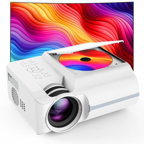 Homlab DVD Projector Portable with Build-In DVD Player - Mini Movie Projector with Built-In Speaker, Compatible with PC/ TV/ HDMI/ USB/ AV, 1080P HD 200 Screen for Outdoor Movies And Home Theater