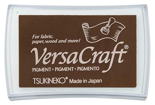Tsukineko VersaCraft Stempelkissen - Cocoa (Braun) - Groß - Wasserbasis, Deckend, Beständig gegen Ausbleichen - Embossing