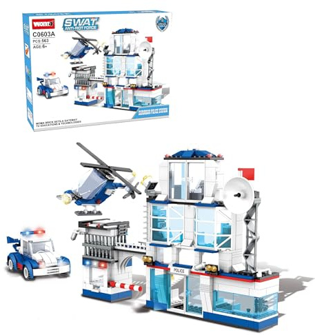 WOMA C0603A SWAT Anti-Riot Force Suburban Police Station, set di 563 blocchi da costruzione per bambini, set di costruzioni educative