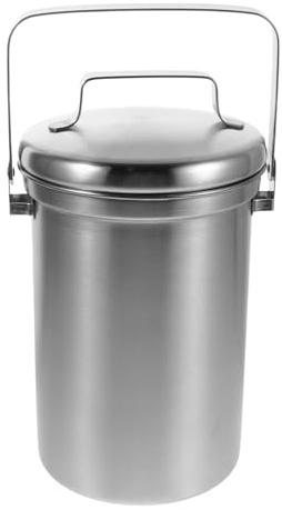 Veemoon Compostera de Encimera de 3L con Tapa Hermética, Contenedor de Acero Inoxidable para Residuos de Alimentos, Cubo de Compost para Cocina, Reciclaje Doméstico y Almacenamiento