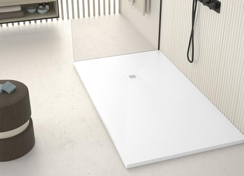 Receveur de douche 90x110 cm en pierre Maier Aura Blanc