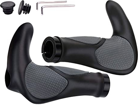 Hitopin gummihorn cykelhandtag halkfria cykelhandtag MTB cykelstyre ergonomiska vattentäta cykelhandtag för elcykel, trekkingcykel, mountainbike, turcykel (svart, 1 par)
