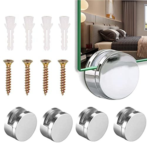 Uni-Fine 4 pcs, pinces rondes pour miroir, Pinces en Verre pour Miroir de Salle de Bain Supports Rond Mural en Alliage de Zinc - Fixation de miroirCharge 15kg
