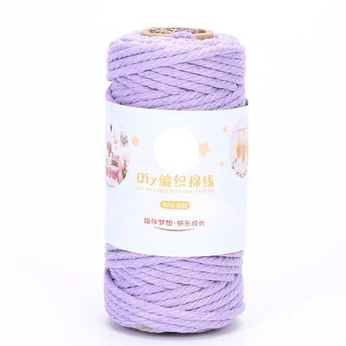 chlzekai 3 mm Boho Kordeln Seil Faden bunt 100% Baumwolle verdreht Makramee Fallschirm Kordeln Schnur DIY handgefertigt Home Scrapbooking Crafts-Lila